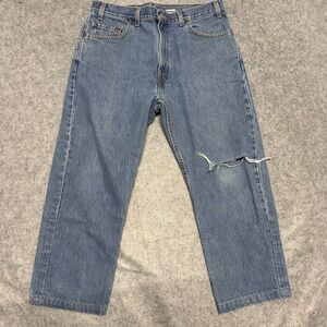 Levi's Vintage Mens Medium Wash Distressed Straight Leg Jeans Size 36x24